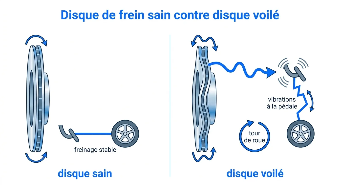 Disque de frein sain contre disque voilé