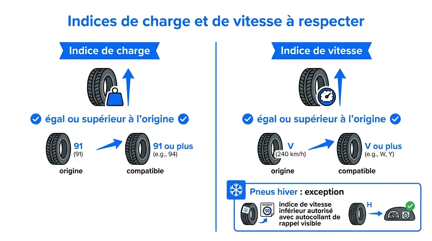 Indices de charge et de vitesse à respecter