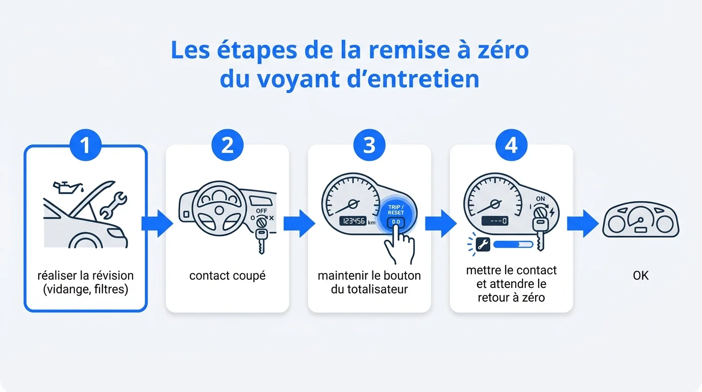 Les étapes de la remise à zéro du voyant d'entretien