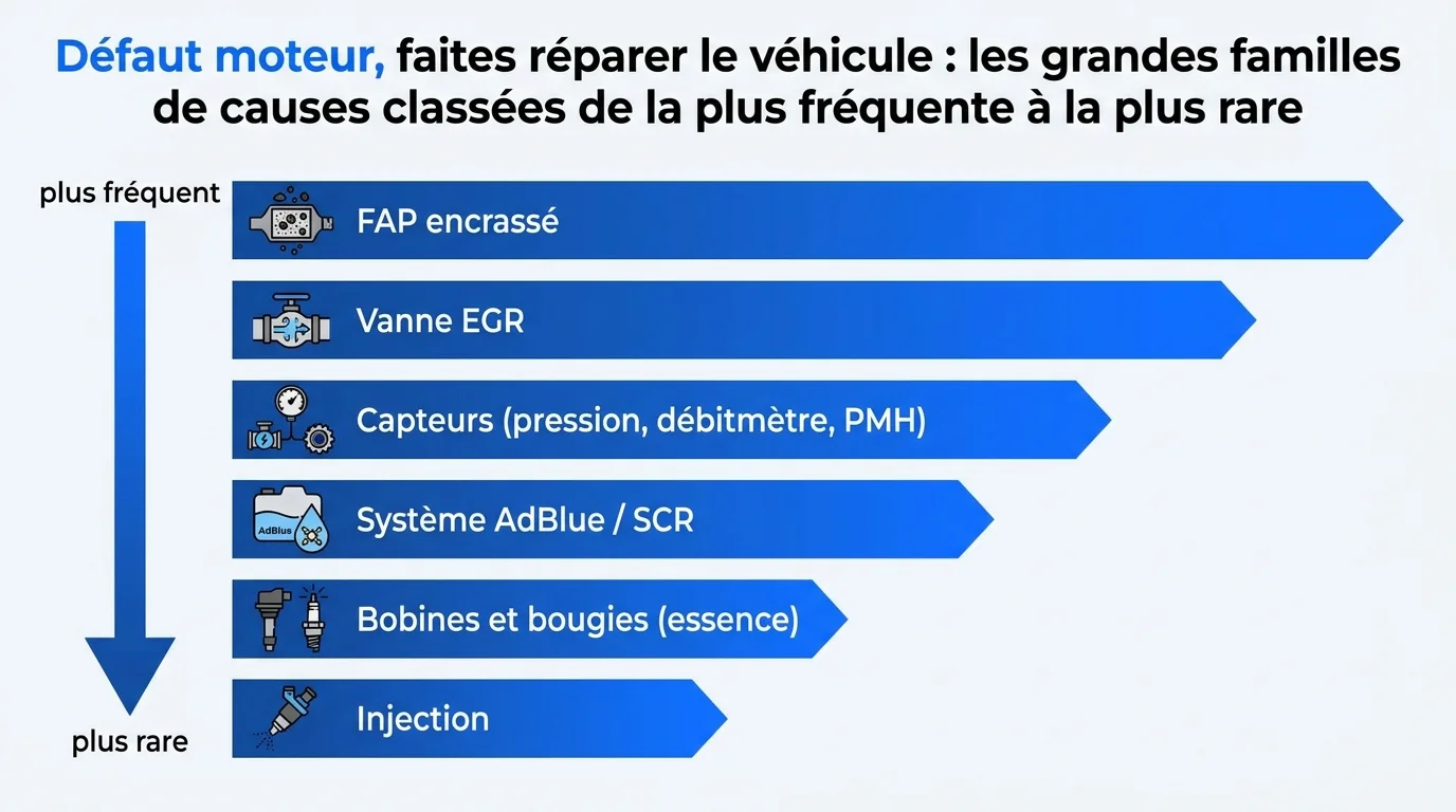 Les grandes familles de causes classées de la plus fréquente à la plus rare