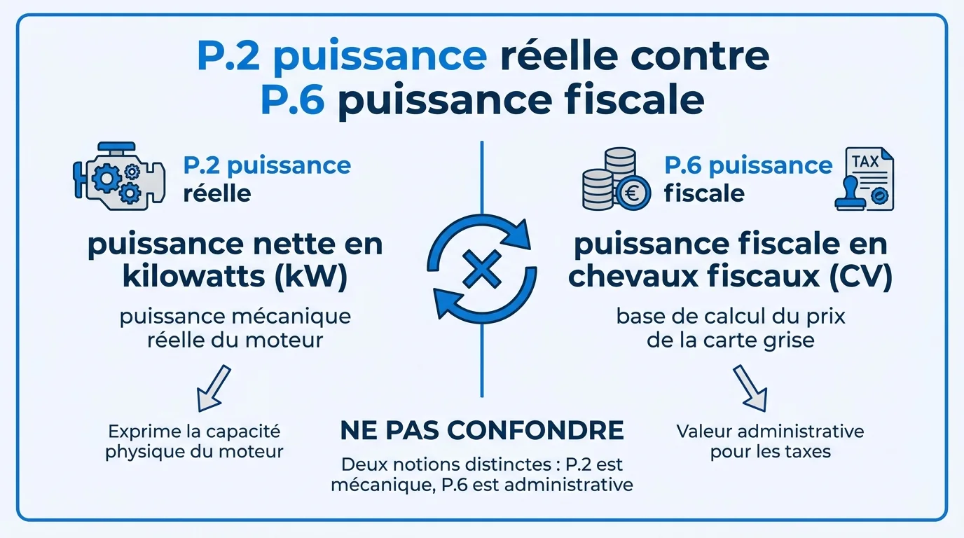 P.2 puissance réelle contre P.6 puissance fiscale