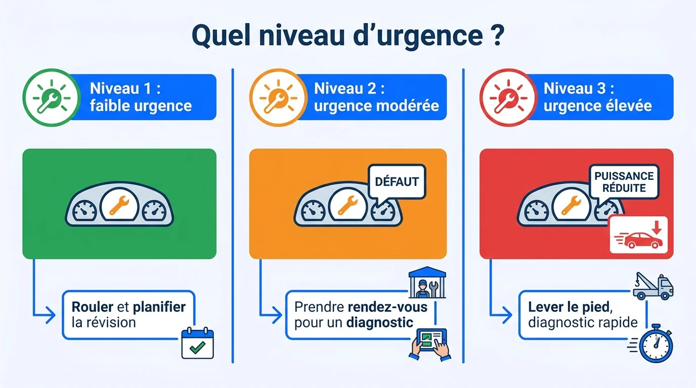 Trois niveaux d'urgence du voyant clé à molette